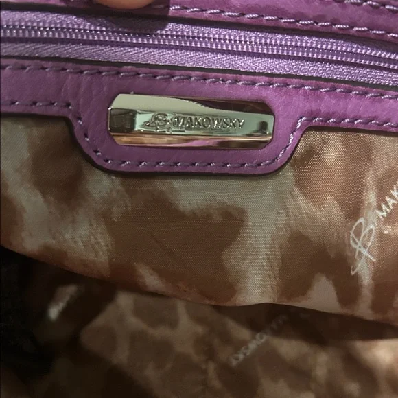 B Makowsky Purple Soft Leather Women's Bag with Silver Hardware NWOT